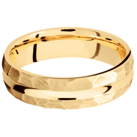 14K Yellow Gold + Polish , Rock Finish