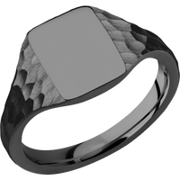 Small Rectangle signet ring (12x9mm) in Zirconium, with a Thin style band.