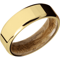 14K Yellow Gold + Polish , Polish Finish + Whiskey Barrel