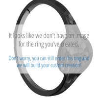 Small Circle signet ring (10mm) in Zirconium, with a Cigar style band and a Trees engraving.