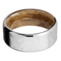 18K White Gold + Hammer , Polish Finish + Whiskey Barrel