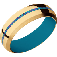 10K Yellow Gold + Polish , Satin Finish + Sea Blue