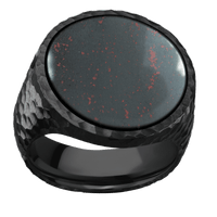 Extra Large Circle signet ring (22mm ) in Zirconium, with a Wide style band, a Blood Stone inlay.
