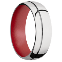 14K White Gold + Polish , Polish Finish + Habanero Red