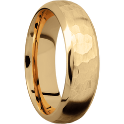 14K Yellow Gold + Hammer , Polish Finish