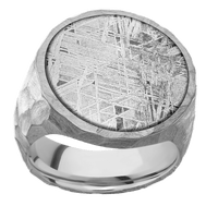 Extra Large Circle signet ring (22mm ) in Cobalt Chrome, with a Wide style band, a Meteorite inlay.