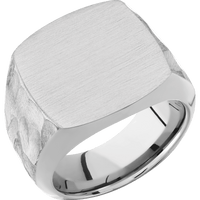 Large Cushion signet ring (18x18mm) in Cobalt Chrome, with a Wide style band.