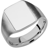 Medium Rectangle signet ring (16x11.5mm) in Titanium, with a Wide style band.