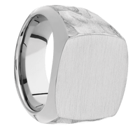 Large Cushion signet ring (18x18mm) in Cobalt Chrome, with a Wide style band.