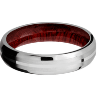 10K White Gold + Satin , Polish Finish + Blood Wood