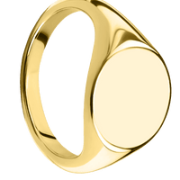 Medium Circle signet ring (14mm) in 10K Yellow Gold, with a Thin style band.
