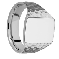 Medium Rectangle signet ring (16x11.5mm) in Titanium, with a Wide style band.