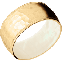 14K Yellow Gold + Hammer Finish + Freshwater Mother of Pearl