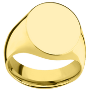 Large Oval signet ring (20x16mm) in 14K Yellow Gold, with a Wide style band.
