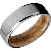 10K White Gold + Sand , Polish Finish + Whiskey Barrel