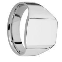 Medium Rectangle signet ring (16x11.5mm) in Titanium, with a Wide style band.