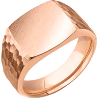 Medium Cushion signet ring (14x14mm) in 18K Rose Gold, with a Wide style band.