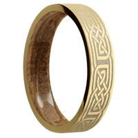 14K Yellow Gold + Satin Finish + Whiskey Barrel
