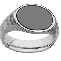 Medium Horizontal Oval signet ring (16x13mm) in Titanium, with a Wide style band, a Zirconium inlay.