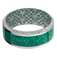 10K White Gold + Satin , Polish Finish + Northern Lights