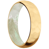 18K Yellow Gold + Rockpolish Finish + Freshwater Mother of Pearl