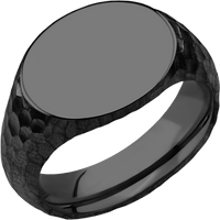 Medium Horizontal Oval signet ring (16x13mm) in Zirconium, with a Wide style band.