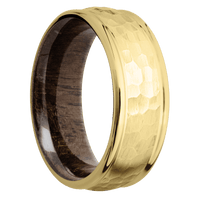 18K Yellow Gold + Hammer , Polish Finish + Walnut