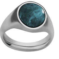 Medium Oval signet ring (16x13mm) in Titanium, with a Wide style band, a Washington Blue Jade inlay.