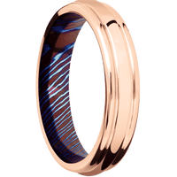 18K Rose Gold + Polish , Polish Finish + Titanium Damascus