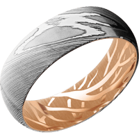 Damascus + Polish Finish + 14K Rose Gold