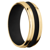 10K Yellow Gold + Satin , Polish Finish + Black
