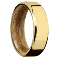 14K Yellow Gold + Polish , Polish Finish + Whiskey Barrel