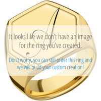 Extra Large Hexagon signet ring (23x20mm) in 14K Yellow Gold, with a Wide style band, a 14K Yellow Gold inlay and a Kunstler Script 1 engraving.