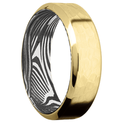 14K Yellow Gold + Hammer , Polish Finish + Sunset