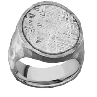 Extra Large Oval signet ring (24x20mm) in Titanium, with a Wide style band, a Meteorite inlay.