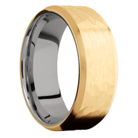 14K Yellow Gold + Hammer , Satin Finish + Titanium