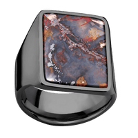 Extra Large Rectangle signet ring (24x17mm) in Zirconium, with a Wide style band, a Chrysocopper inlay.