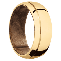 14K Yellow Gold + Polish , Polish Finish + Maple Burl