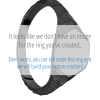 Small Hexagon signet ring (11.5x10) in Zirconium, with a Thin style band, a Washington Blue Jade inlay.