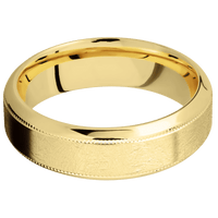 14K Yellow Gold + Distressed , Polish Finish