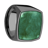Extra Large Cushion signet ring (22x22mm) in Zirconium, with a Wide style band, a Washington Green Jade inlay.