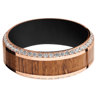18K Rose Gold + Polish , Polish Finish + Black