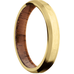 14K Yellow Gold + Hammer , Satin Finish + Koa