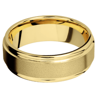 14K Yellow Gold + Sand , Polish Finish