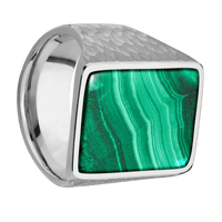 Extra Large Rectangle signet ring (24x17mm) in Titanium, with a Wide style band, a Malachite inlay.