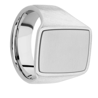 Large Rectangle signet ring (20x14.5mm) in Palladium Silver, with a Wide style band, a Platinum inlay.