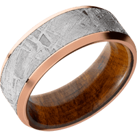 18K Rose Gold + Polish , Bead Finish + Desert Iron Wood