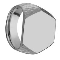 Extra Large Hexagon signet ring (23x20mm) in Titanium, with a Wide style band.