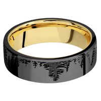 Zirconium + Polish Finish + 18K Yellow Gold