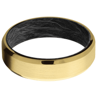 14K Yellow Gold + Satin , Polish Finish + Forged Carbon Fiber